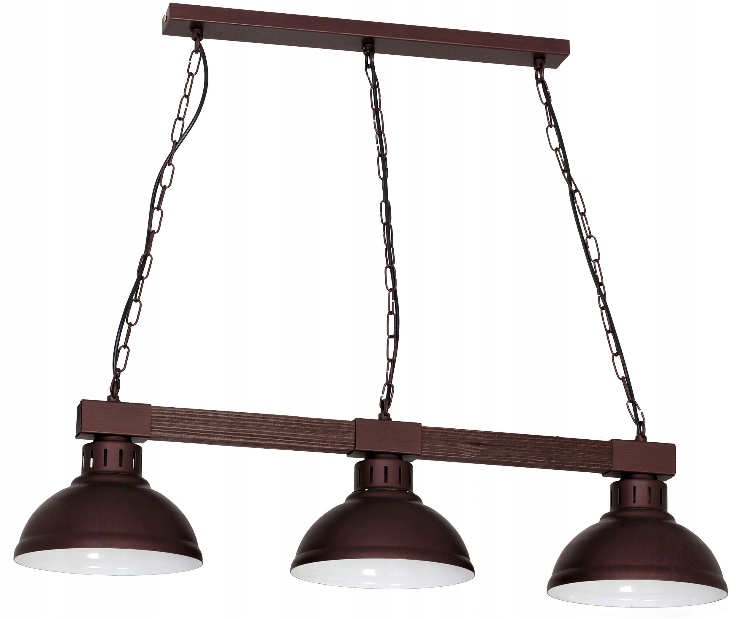 Závěsná stropní lampa Hakon tmavě hnědá 3xE27 klasická do kuchyně