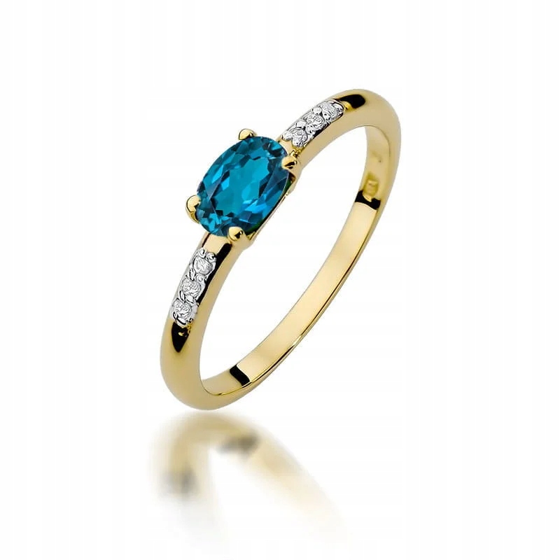 Złoty pierścionek London Blue Topaz pr. 585