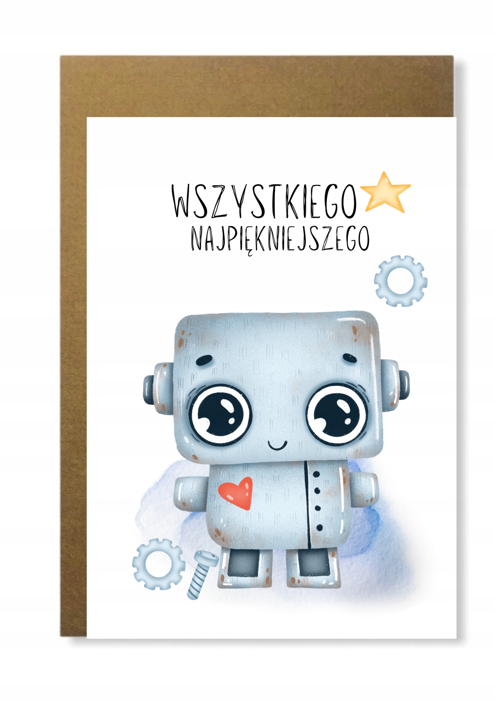 Kartka dla dziecka z robotem robot kolorowa trybik