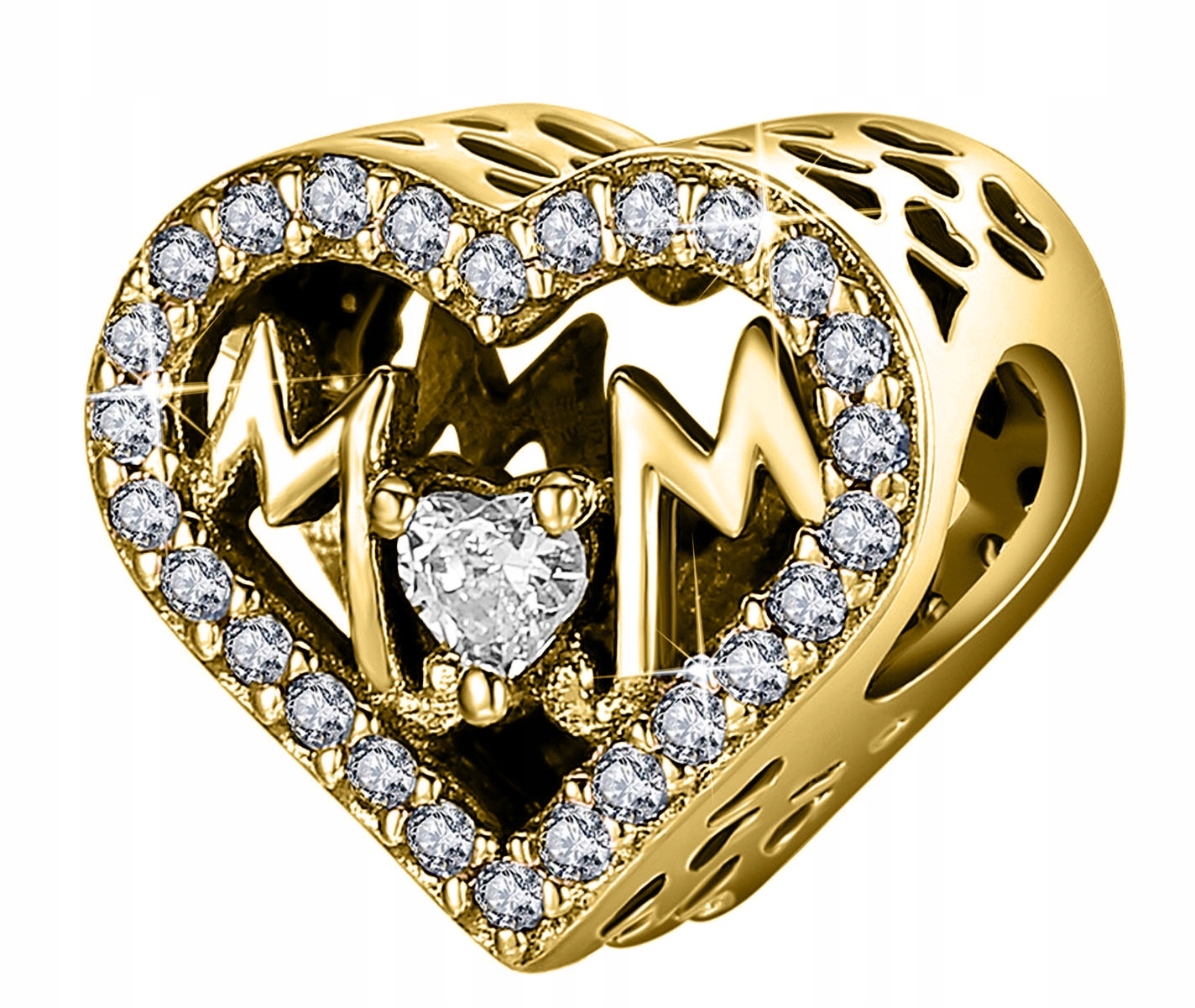 

Charms złoty Mom Mama Mother Serce srebro 925