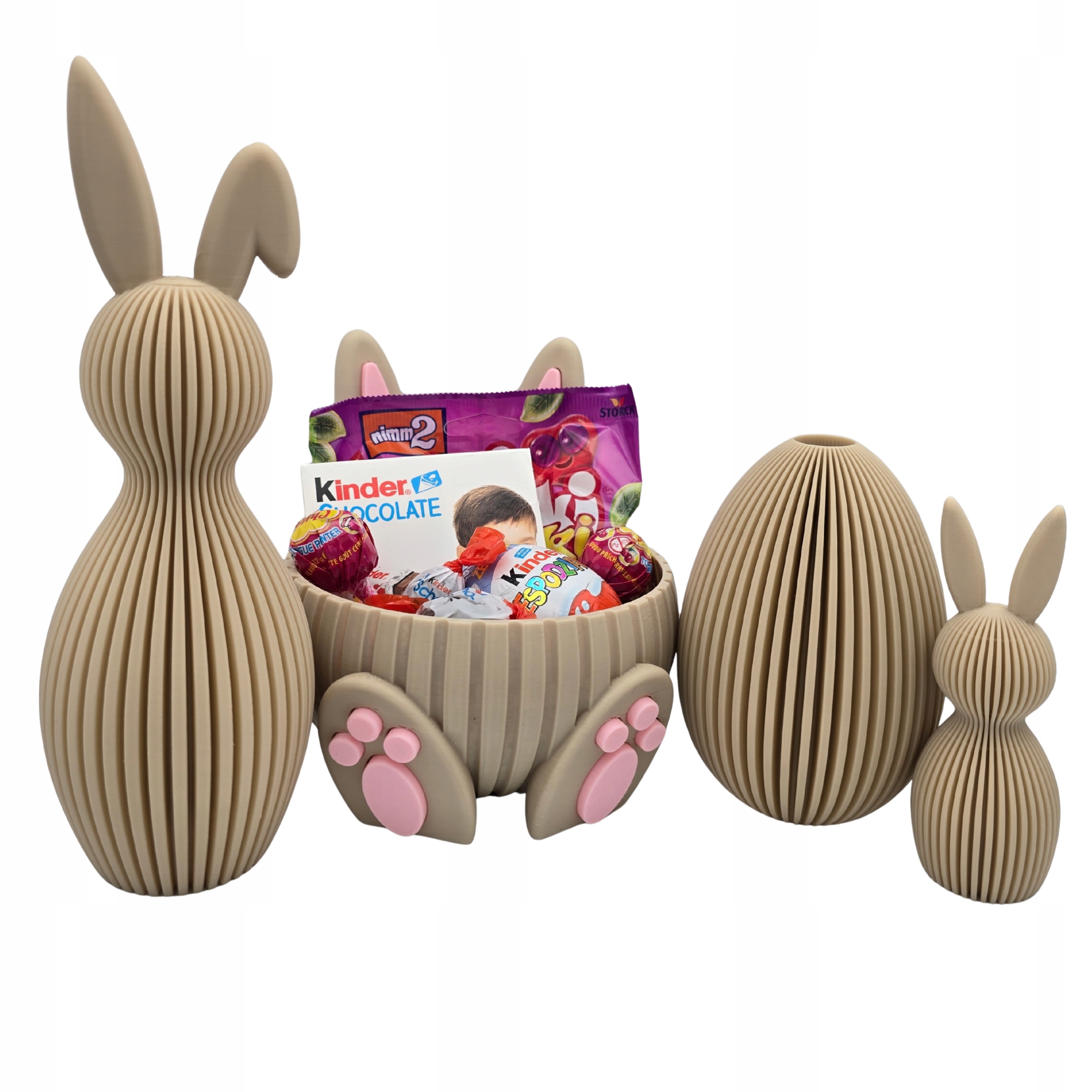 Levně Velikonoční sada Velká 4 dekorace košíček zajíček sladkosti bez lepku