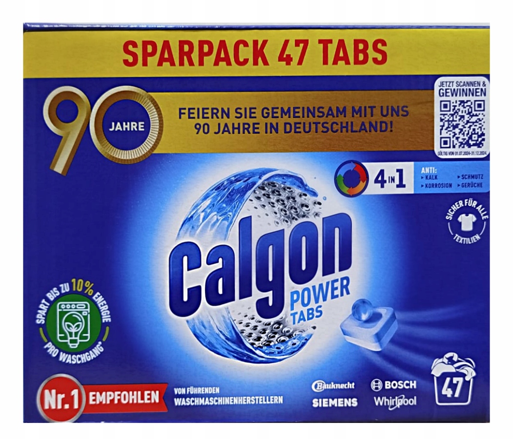 Levně Odvápňovač Calgon Power Tabs 4v1 pro pračky v tabletách 47 ks 611 g