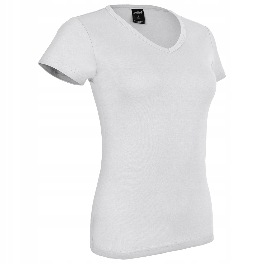 T-SHIRT KOSZULKA DAMSKA BAWEŁNIANA W SEREK KRÓTKI RĘKAW BIAŁA SPORTOWA XXL Kod producenta 032