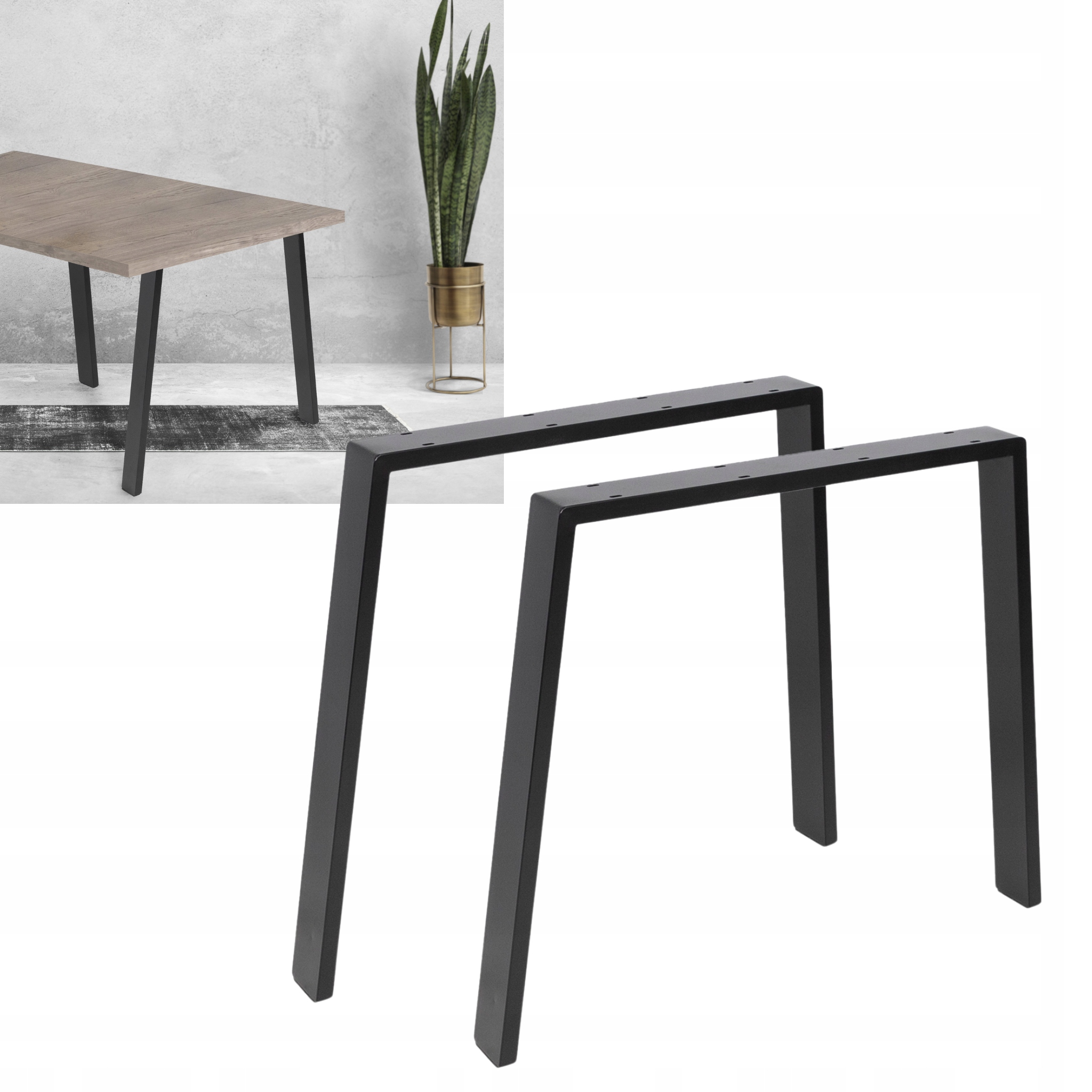 2x Nábytková Noha Černá Loft Noha Na Stůl Lavičky Skříňky Noha Stolová H70CM