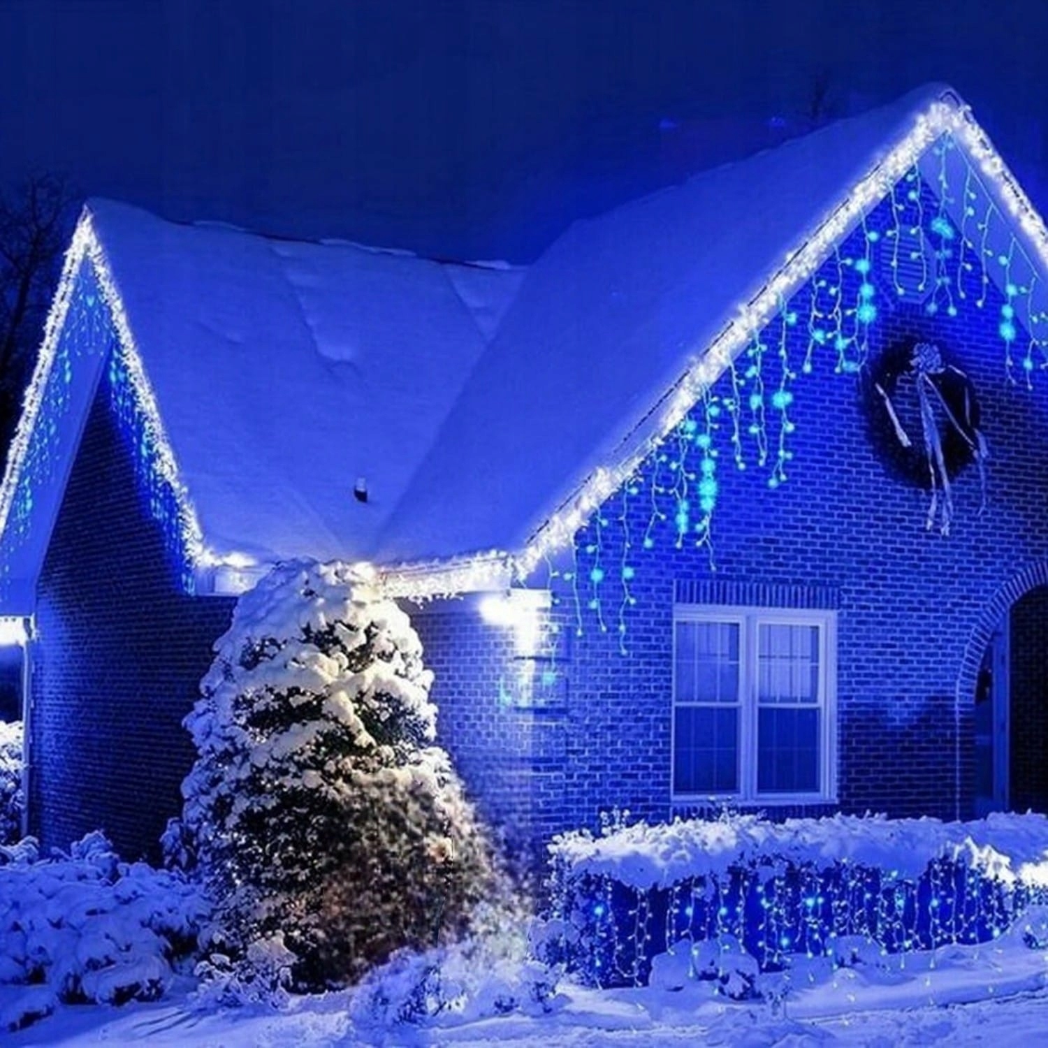 SOPLE 500 LED ZAVESA ZUNANJE LUČI MODRA + BLISK HLADNA BELA 15M Notranja in zunanja uporaba