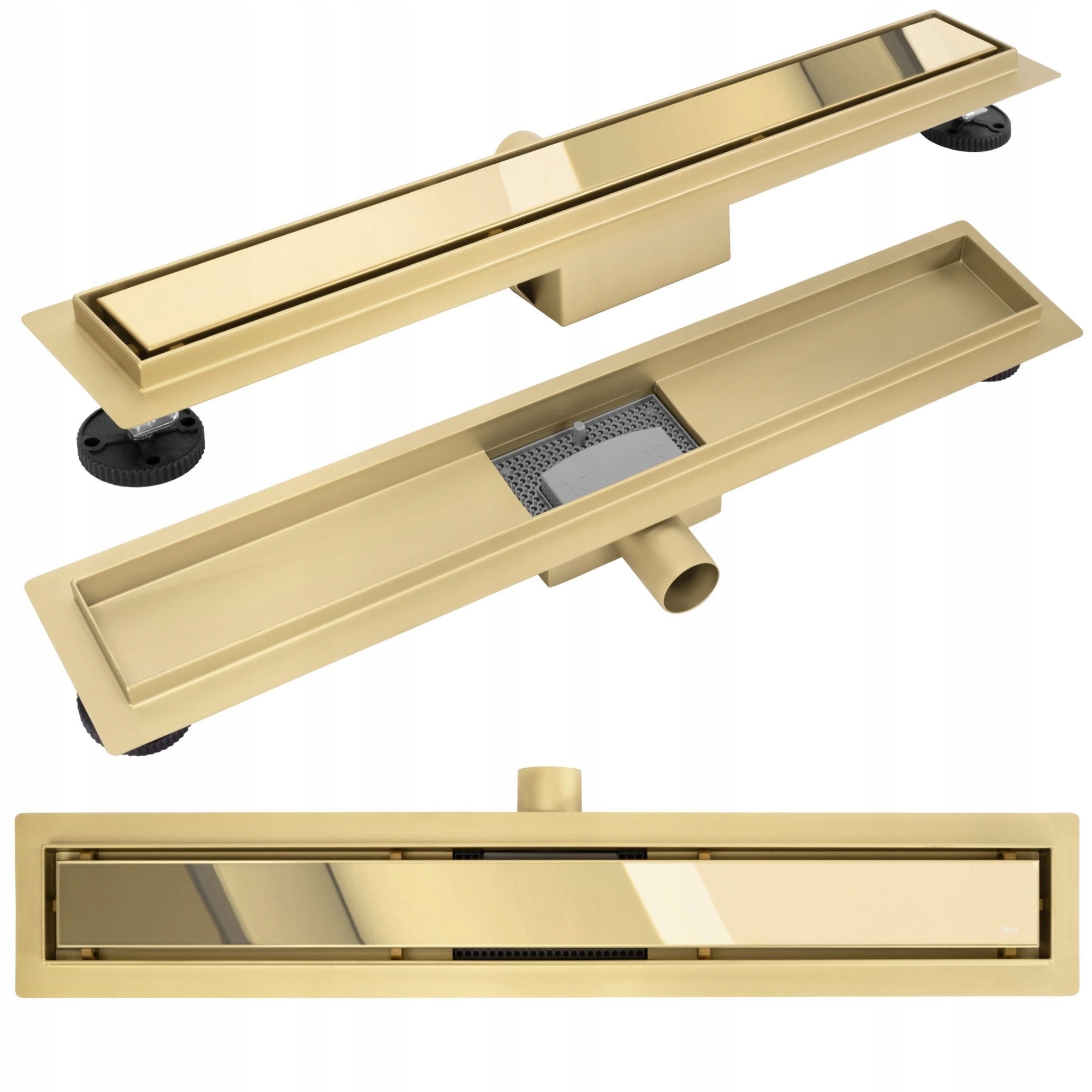 Liniový odtok Zlatý 60 Podlahový Obojstranný Reverzibilný Lesk Neox Pevný