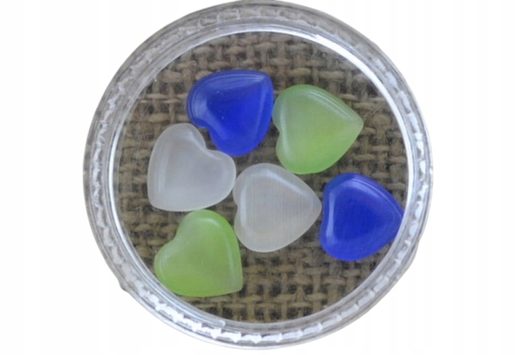 [046252] Kaboszon kocie oko serce 8*8mm mix 6szt