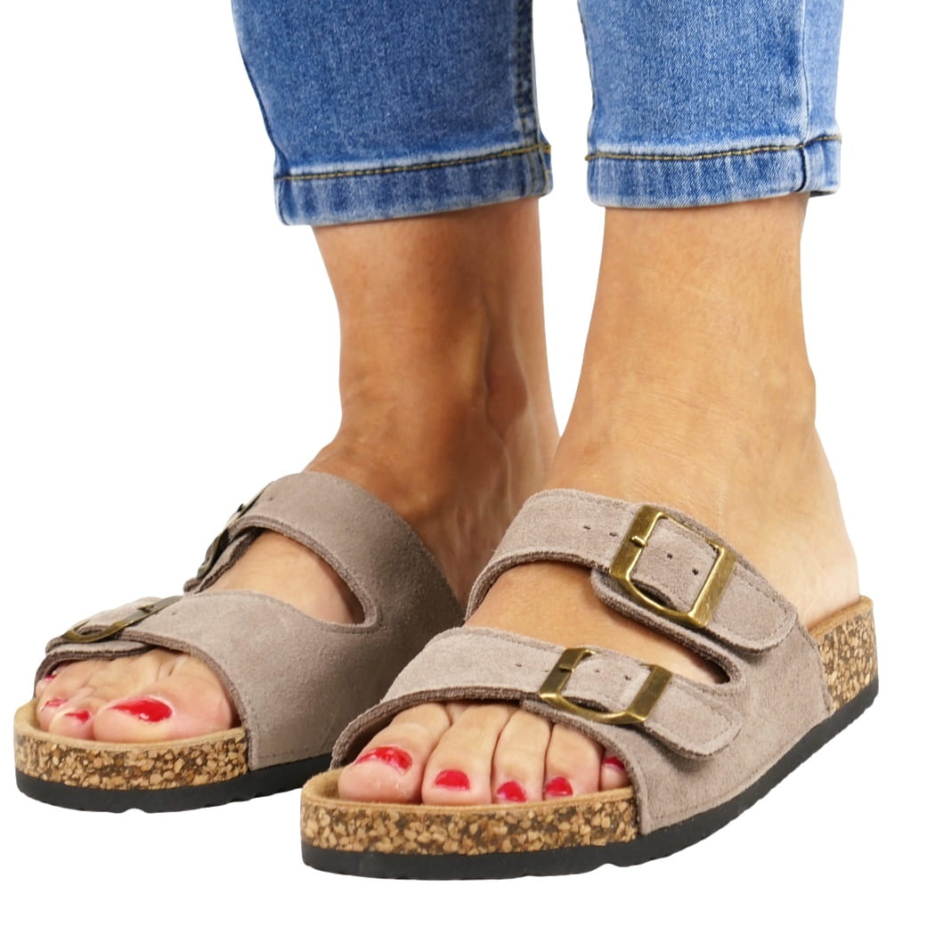 Nazouváky s plochou podrážkou s nastavitelnou šířkou khaki 39