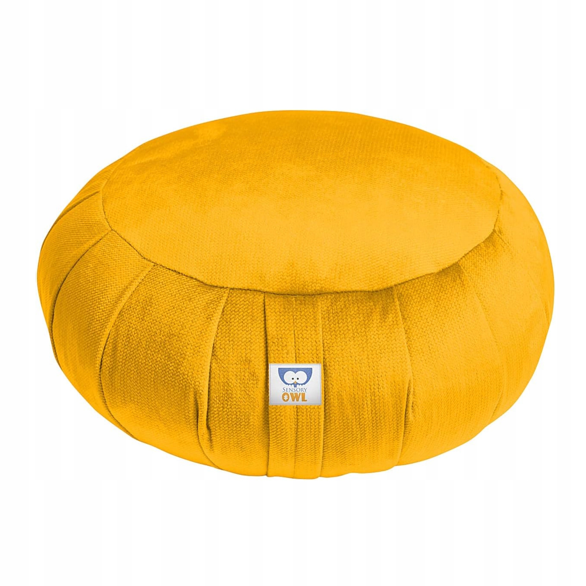 Polštář Zafu kulatý pro meditační jógu, cvičení, pohankové slupky, žlutý