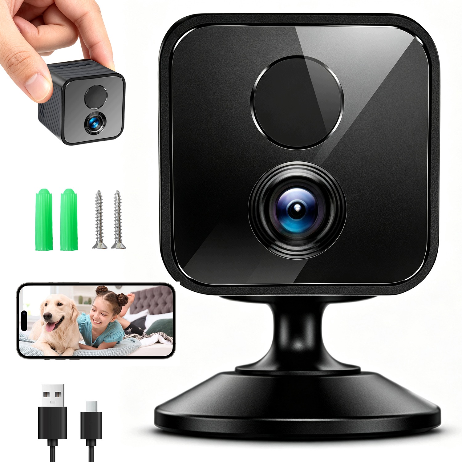 Mini špionážní kamera Smart detekce skrytá kamera Malá Wifi 4K Držák