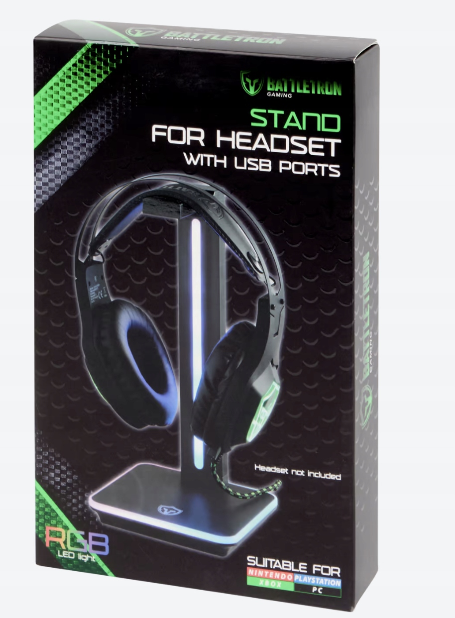 BATTLETRON STOJAK NA SŁUCHAWKI RGB HUB 2xUSB-C 1xUSB-A GAMINGOWY CZARNY Kod producenta 3210073