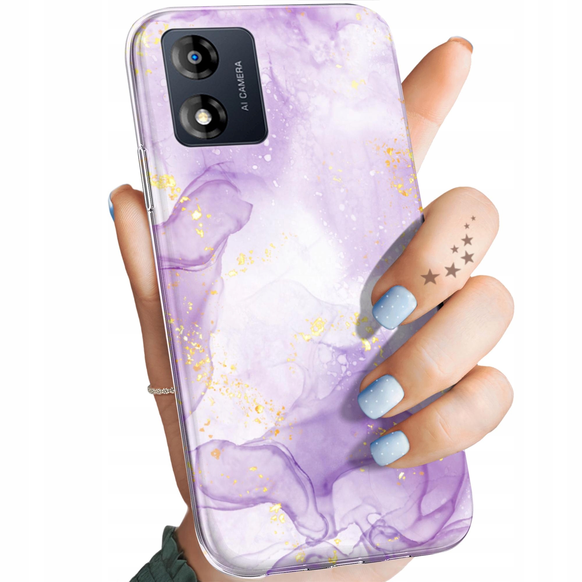 Etui Do Motorola Moto E13 Fioletowe Fiolet Kształty Obudowa Pokrowiec