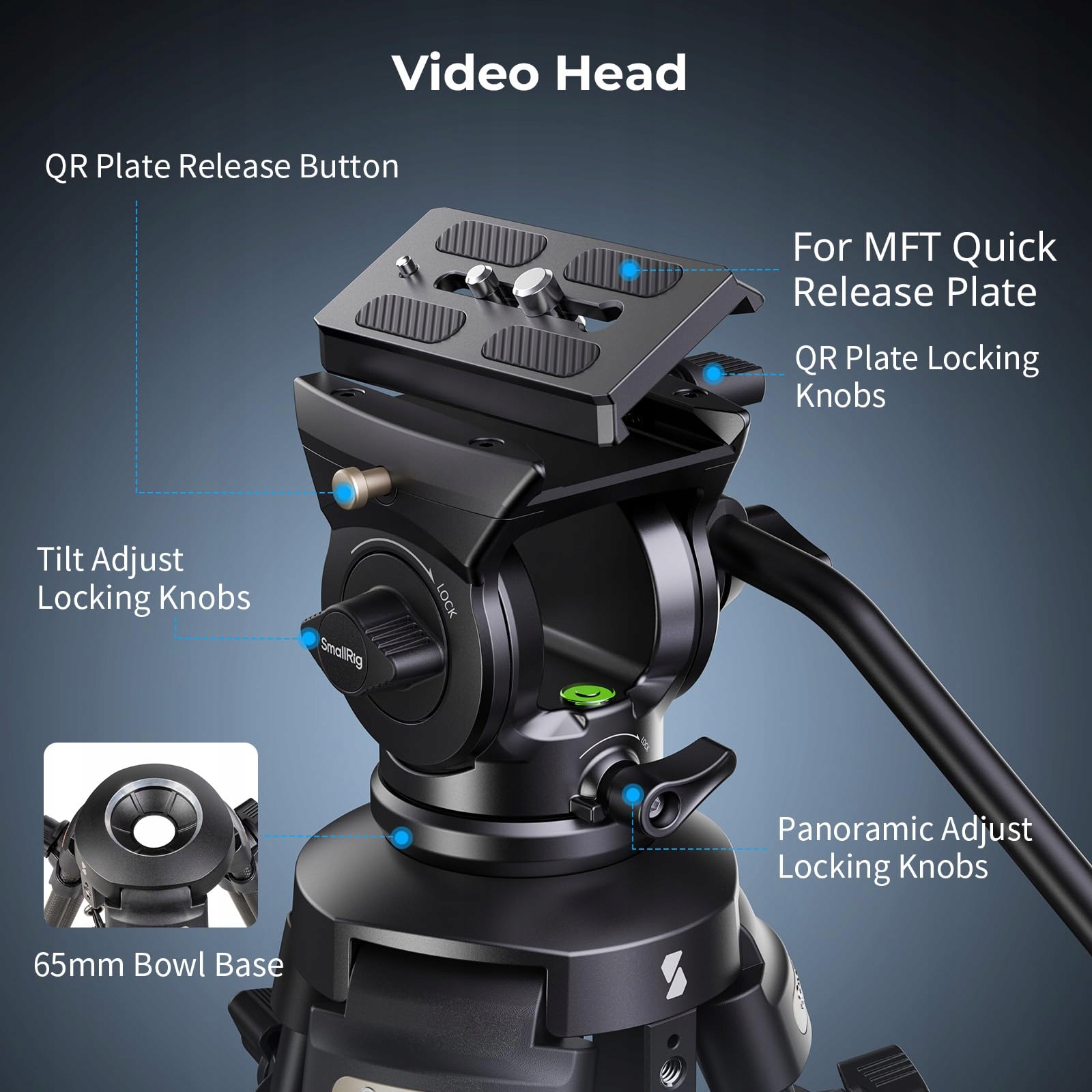 SMALLRIG Lekki Statyw Kamerowy 62" z Głowicą 360° i Płytką QR dla DSLR — miniatura 6