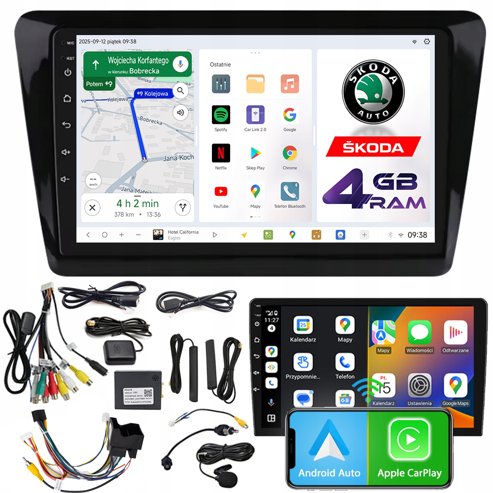 Autorádio Ncs D9 Skoda Rapid 2012-2020 Android 4GB Lte