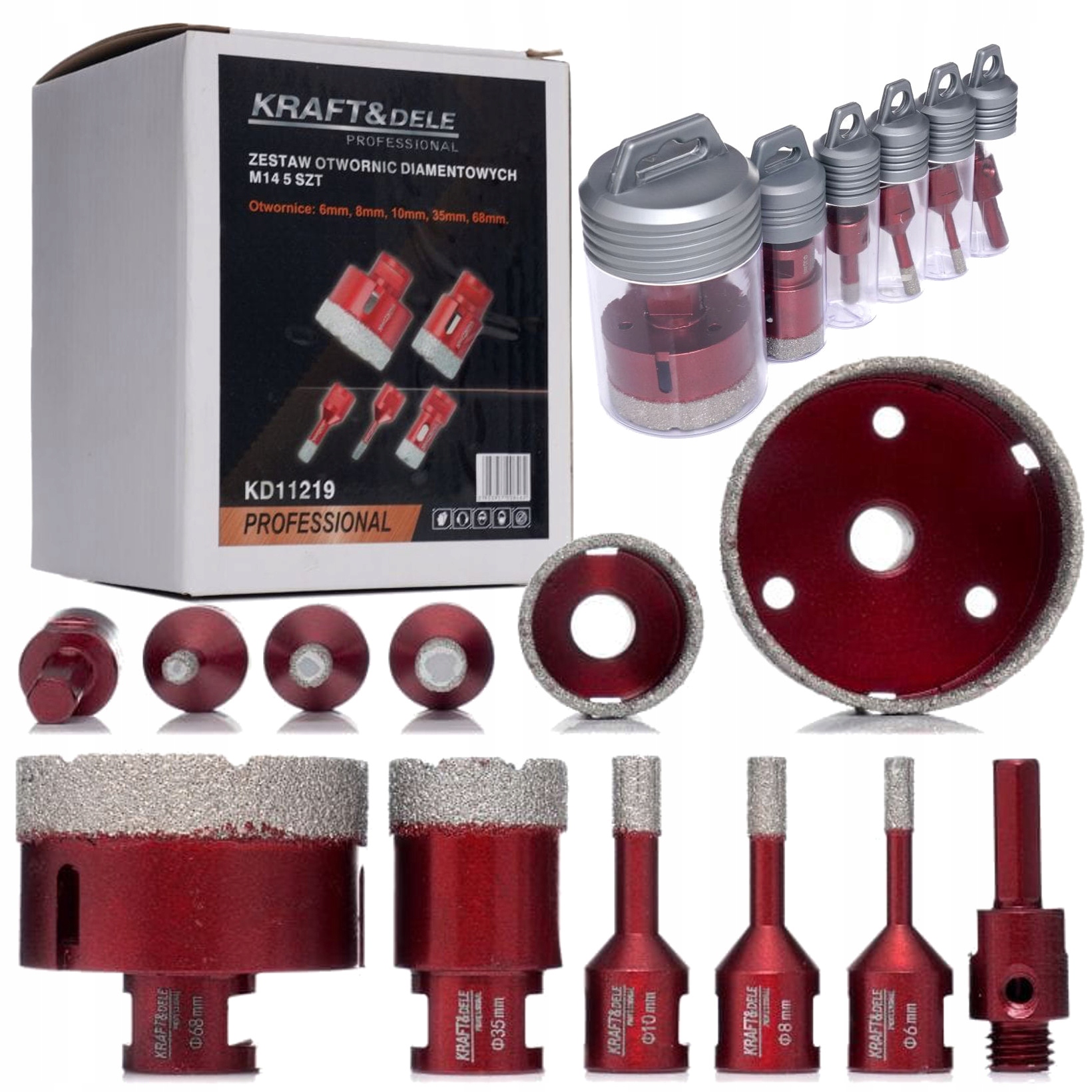 Kraft&dele Sada Diamantových Děrovačů 5 El 6-68 mm Pro Keramiku M14 KD11219