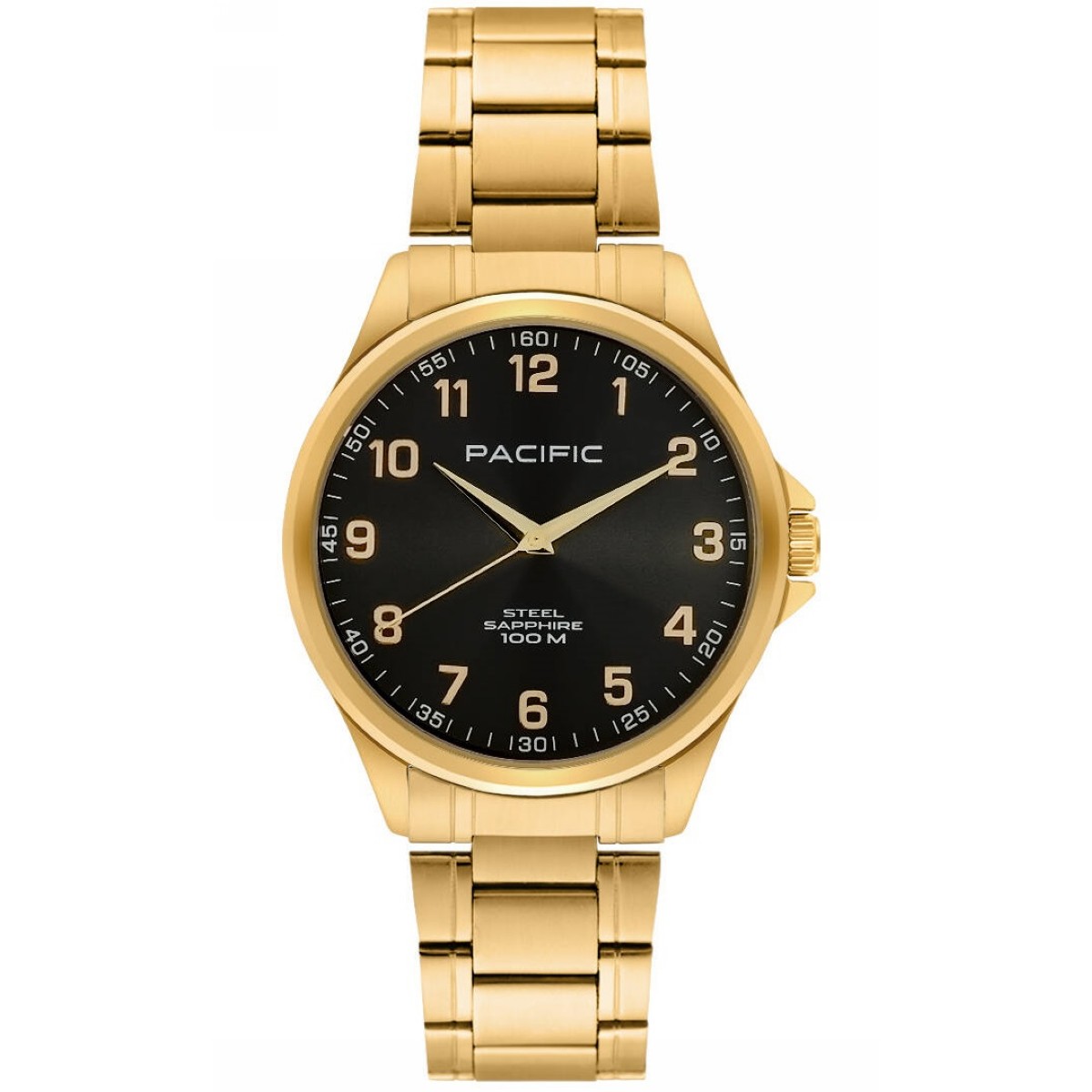 Zlaté pánské hodinky na náramku Pacific SSMB-1102-06