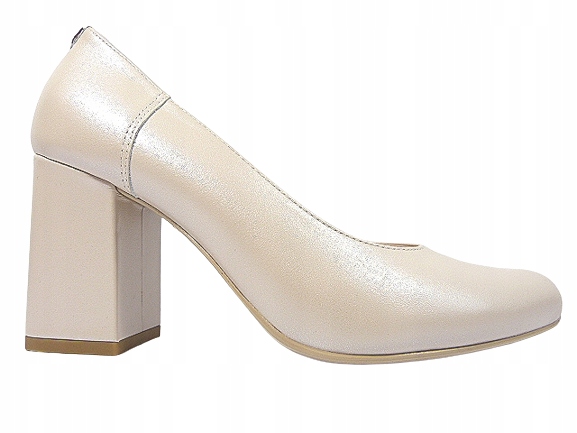 Perleťově růžové dámské lodičky z kůže na podpatku Sala 37 Ck