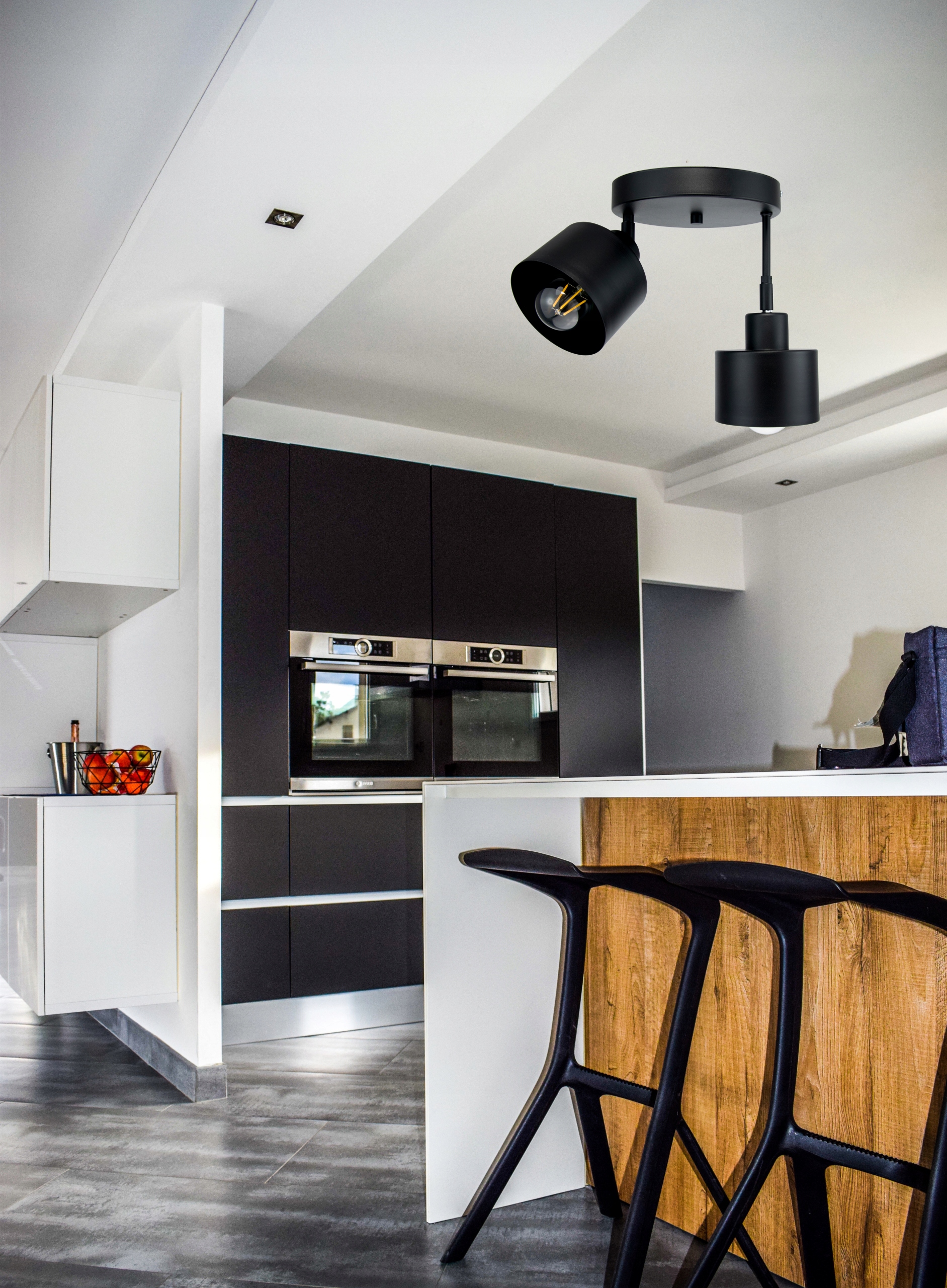 NOWOCZESNY PLAFON TUBA LAMPA SUFITOWA WISZĄCA CZARNA RUCHOMA LED Kolor czarny