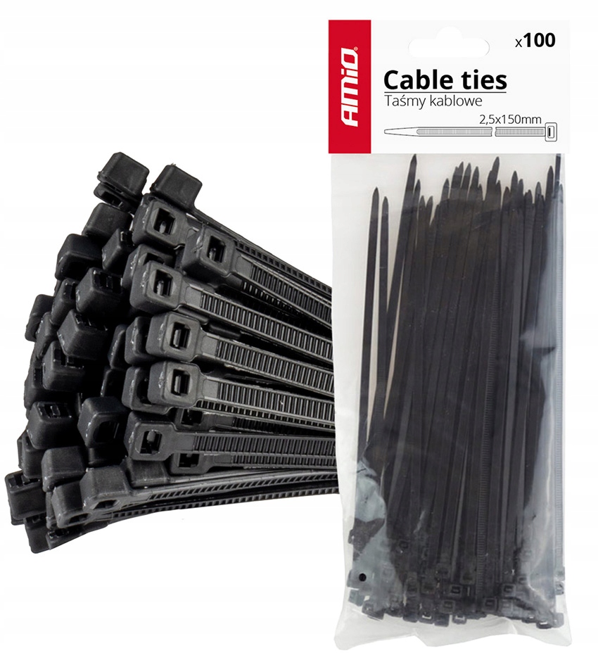 Opaski Zaciskowe Taśmy Trytki Trytytki Kablowe 2.5 x 150 mm 100 szt.