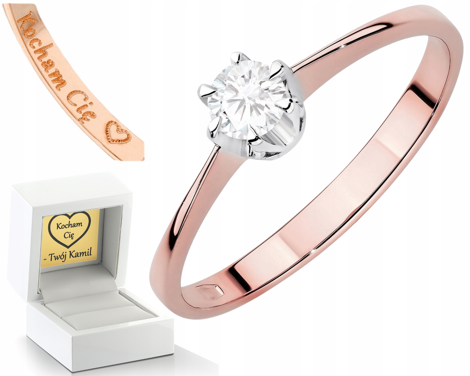 Prstýnek Růžové Zlato Diamant 0,20 Ct Etická Bižuterie S Certifikátem