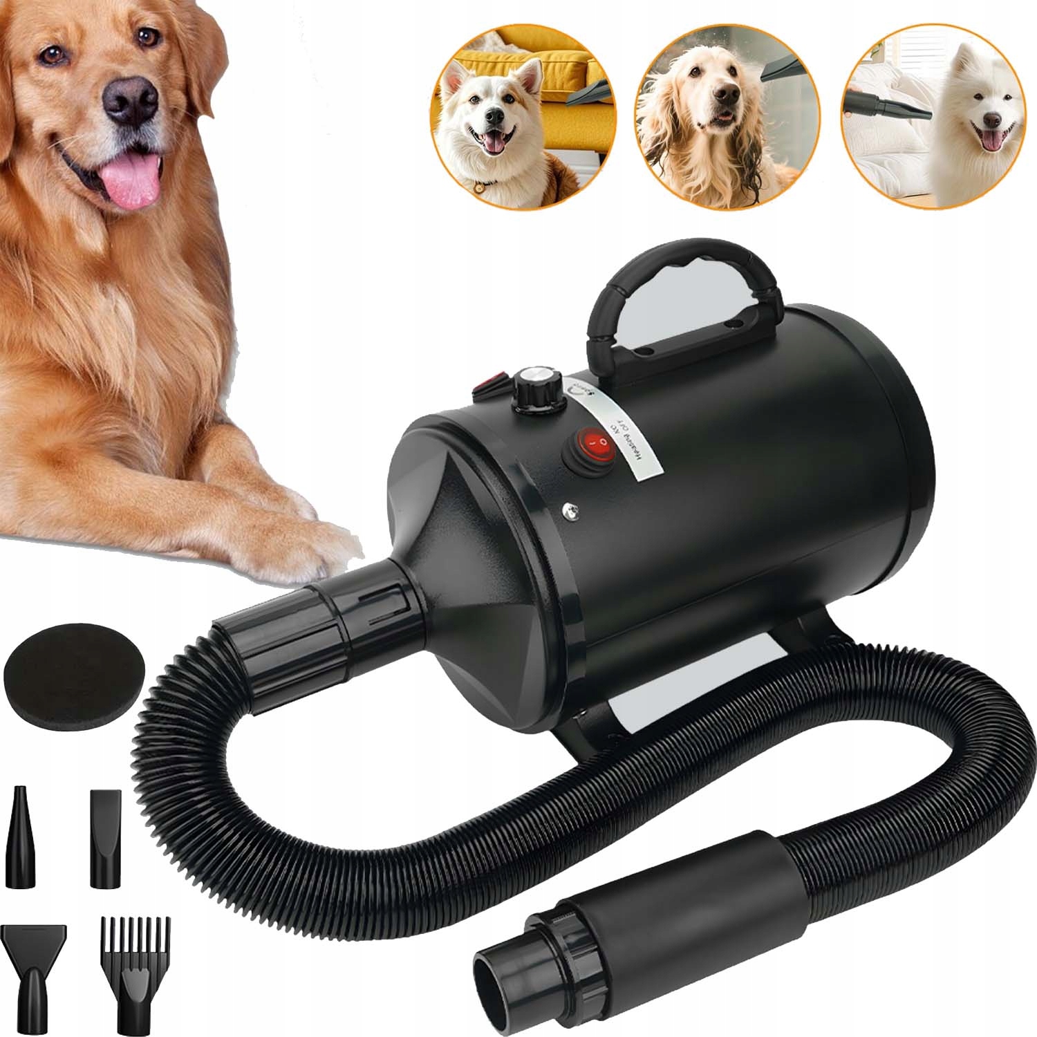 Mocna Suszarka Psa 2800W Profesjonalna Dmuchawa Szybkie Suszenie Sierści