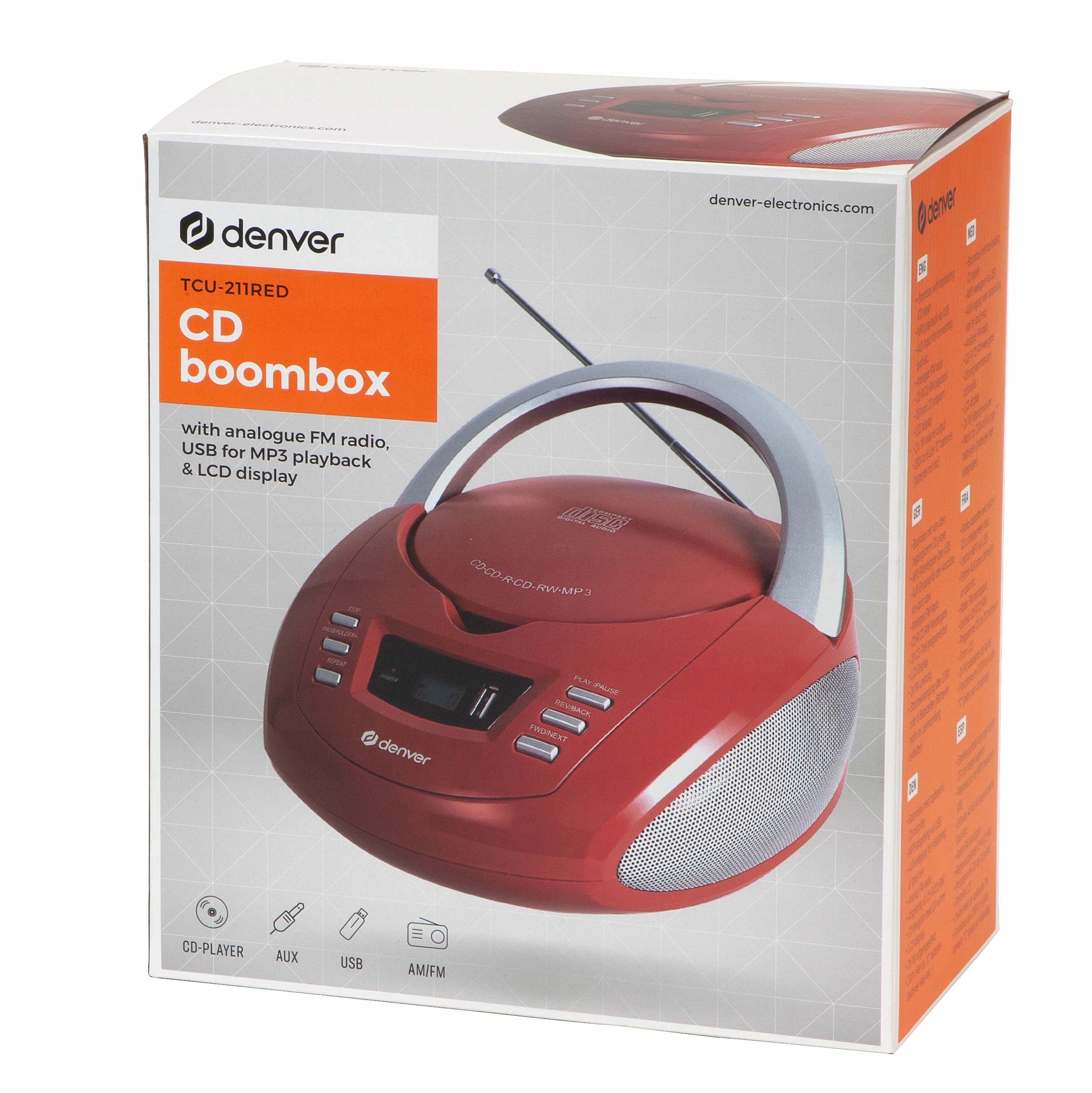 DENVER RADIO PRZENOŚNE BOOMBOX RADIOODTWARZACZ CD Marka Denver
