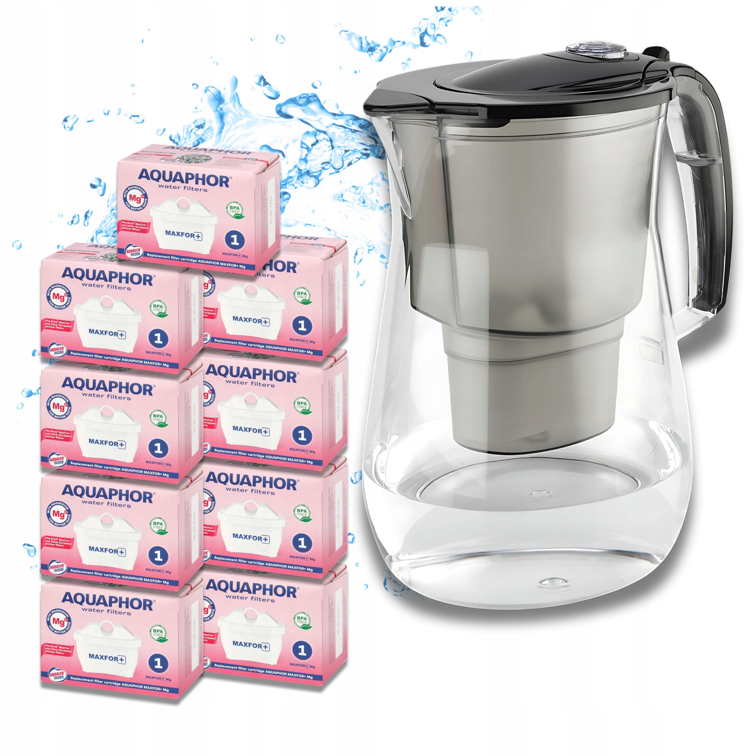 Filtrační konvice na vodu Aquaphor Onyx 4,2L černá 9 náplní Maxfor+ Mg