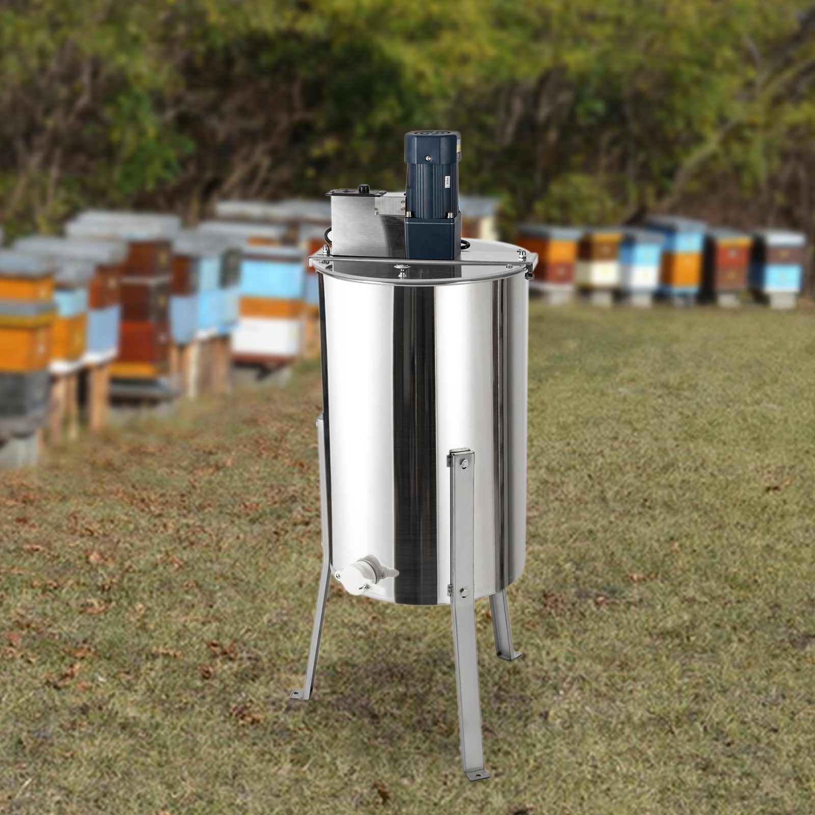 MIODARKA 3 RAMKOWA ELEKTRYCZNA ZE STATYWEM 140W 370RPM 220V Liczba kaset 4