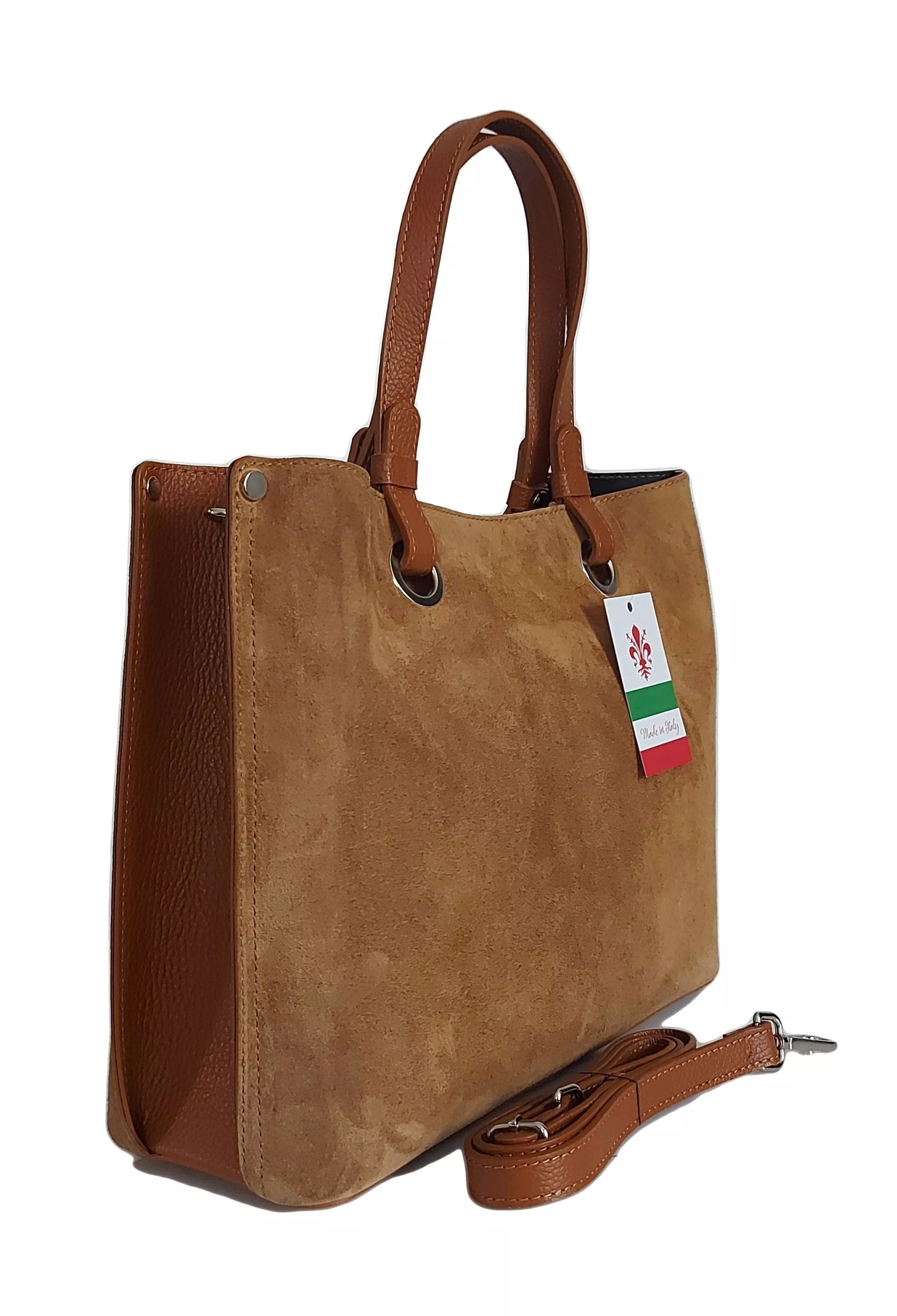 Elegantní Kožená Kabelka Přes Rameno Z Semiše Formát A4 Camel