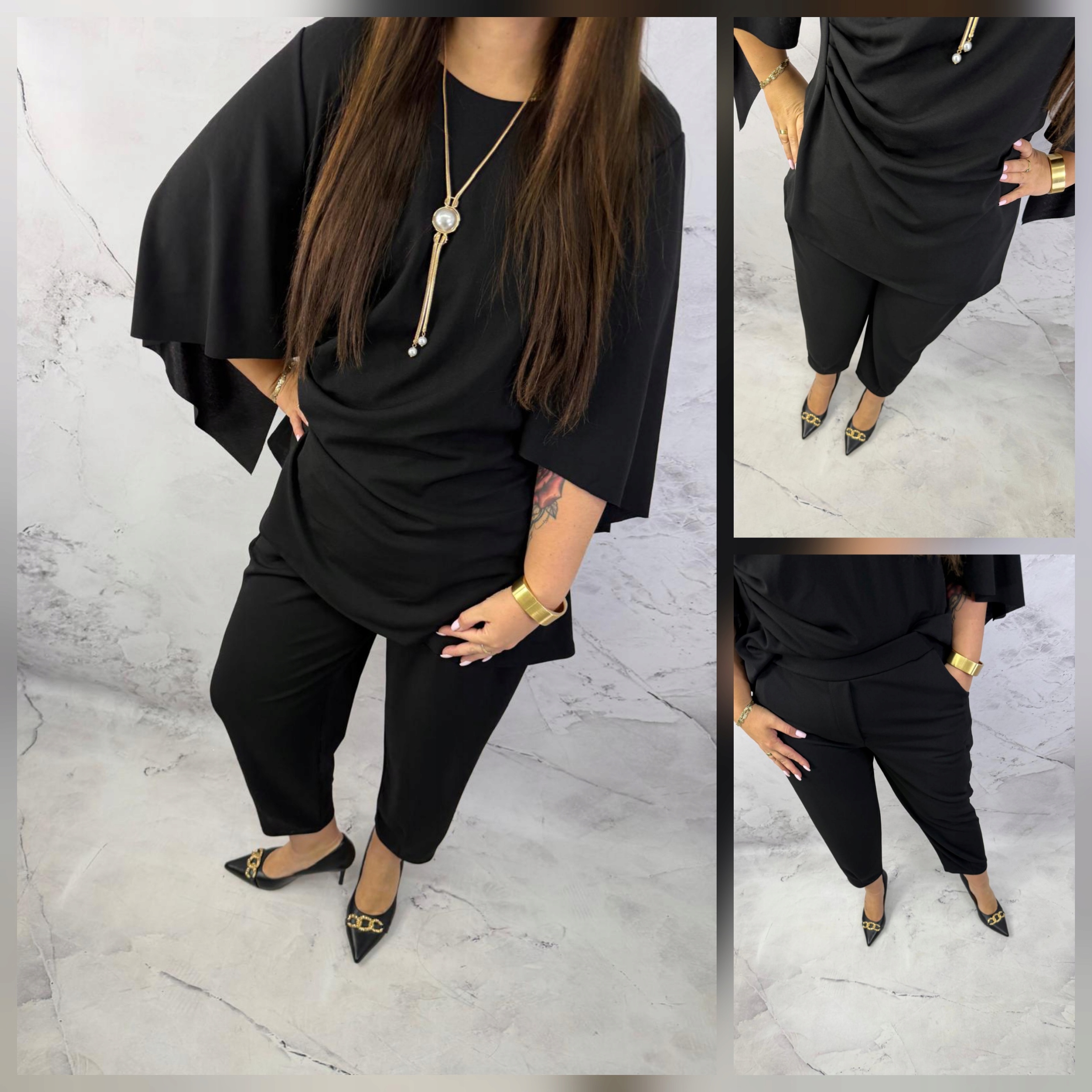 Elegantní komplet čanská halenka kalhoty 52/54 5XL/6XL