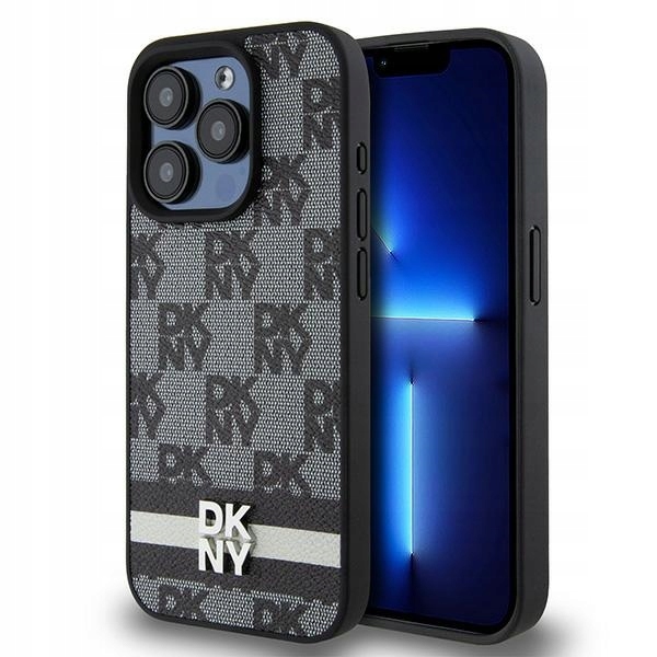 Etui Dkny Leather Checkered Mono Pattern Printed Stripes na iPhone 15 Pro