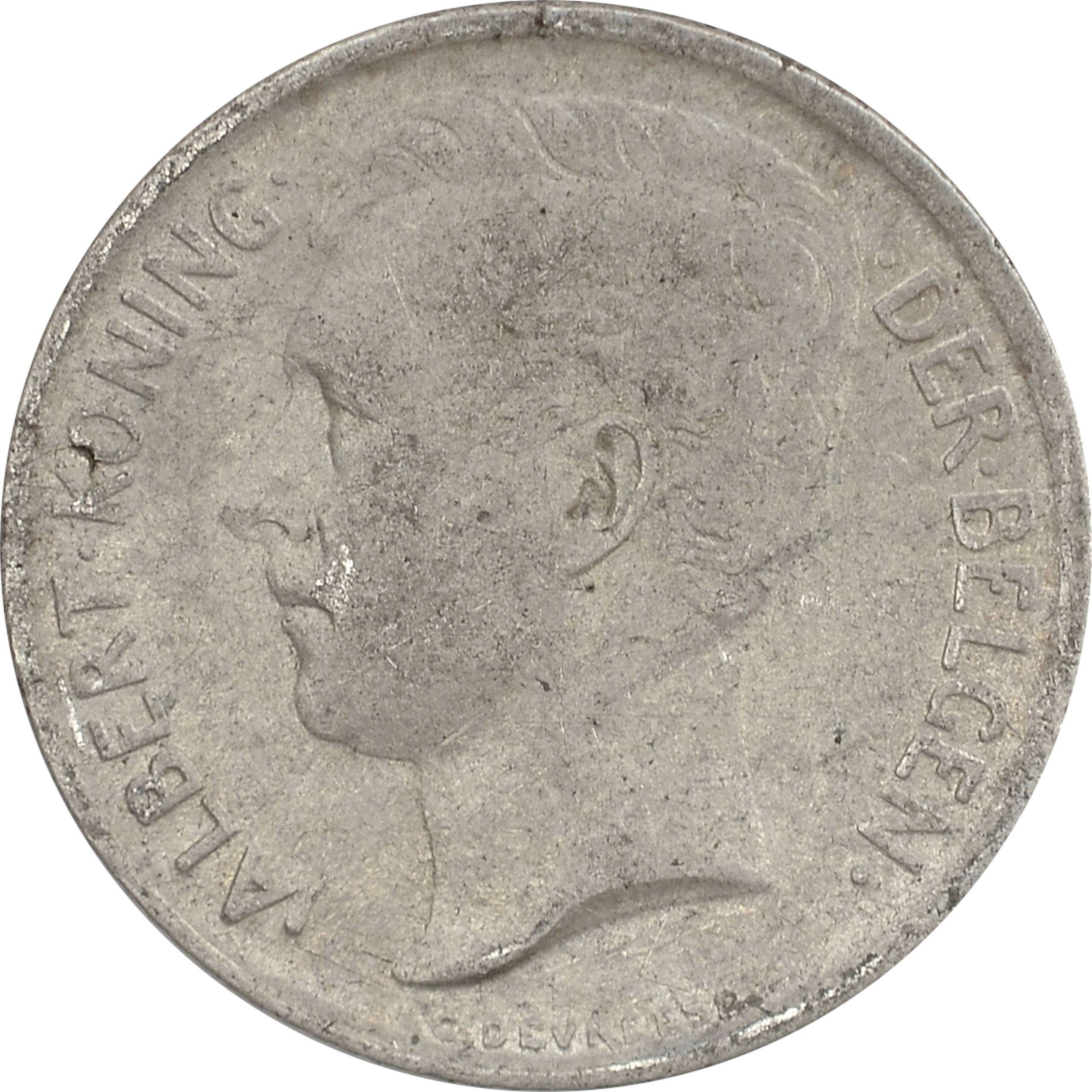 5.BELGIA, ALBERT I, 50 CENTIMÓW 1911 DER