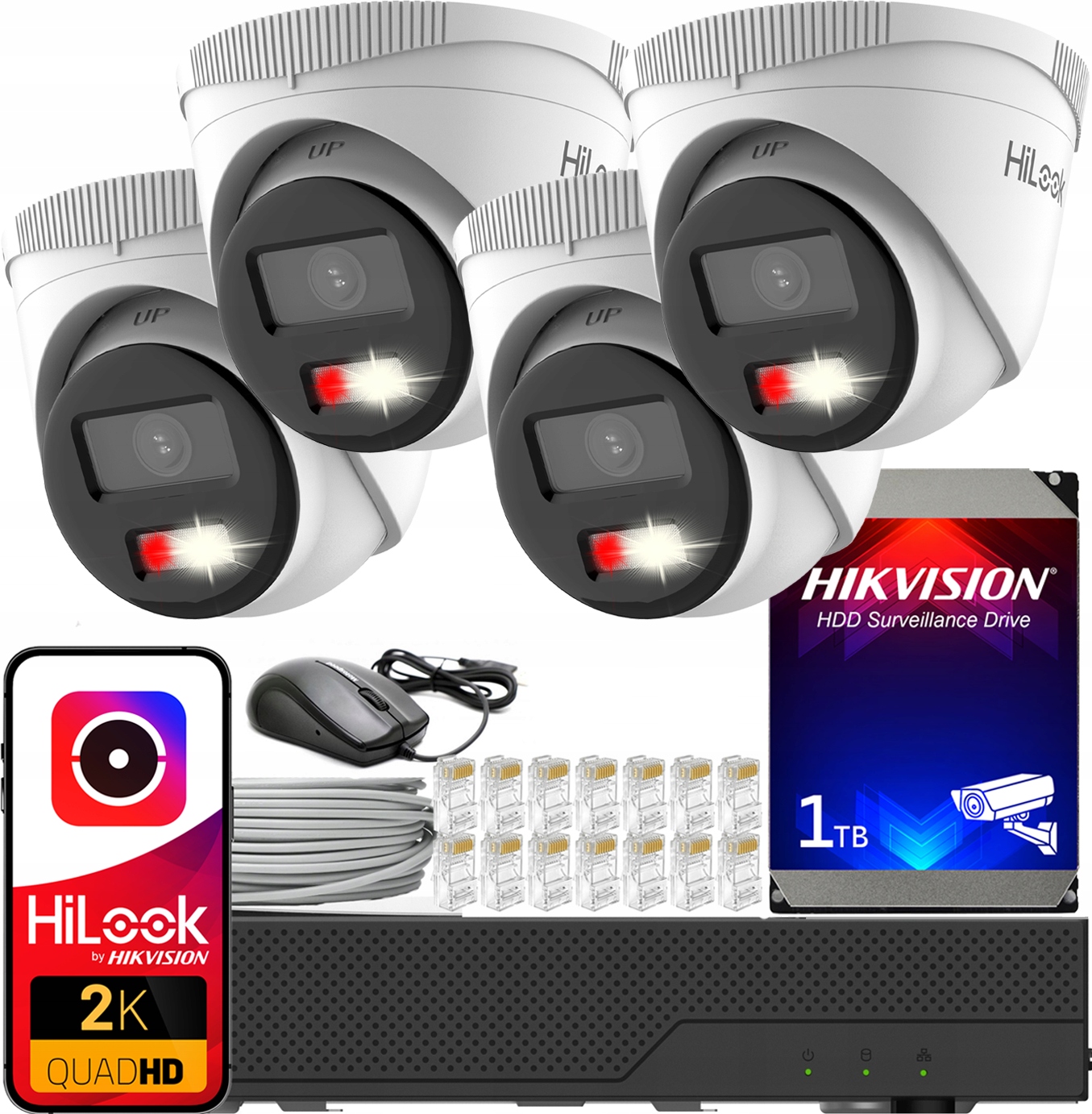 Sada Ip Monitorovacích Zařízení Pro Domácnost 4 Kamery 4 Mp Rekordér Poe Disk Komplet Ip