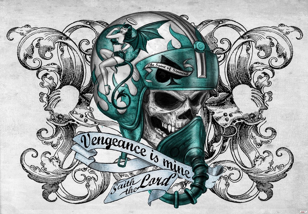 Vinylová Fototapeta 368x254 Vengeance mine Saith the Lord +lepidlo