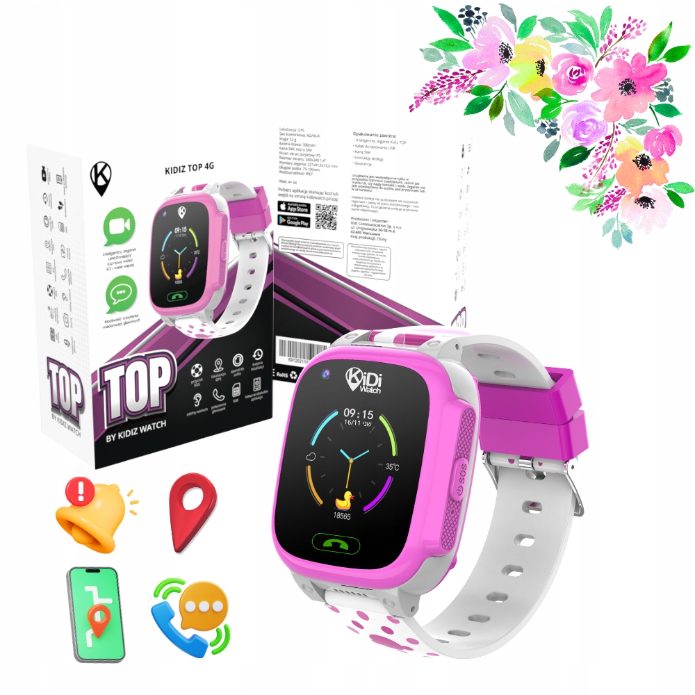 Smartwatch Dziecięcy KiDiZ Top różowy Ponadczasowi_pl
