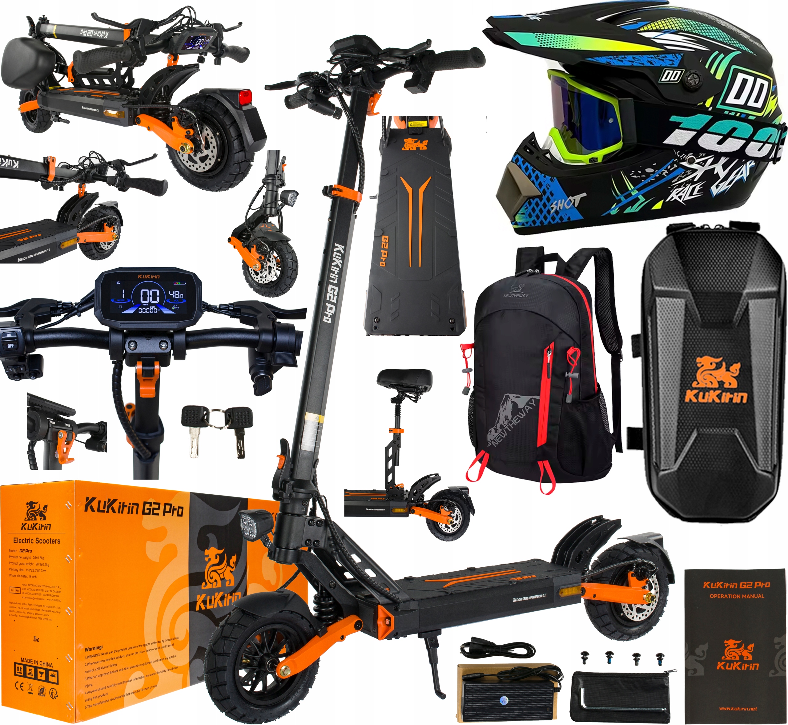 KuKirin G2 Pro Składany Terenowy 600W 48V 15.6AH 45KM/H 9" Meski/Damski Pl