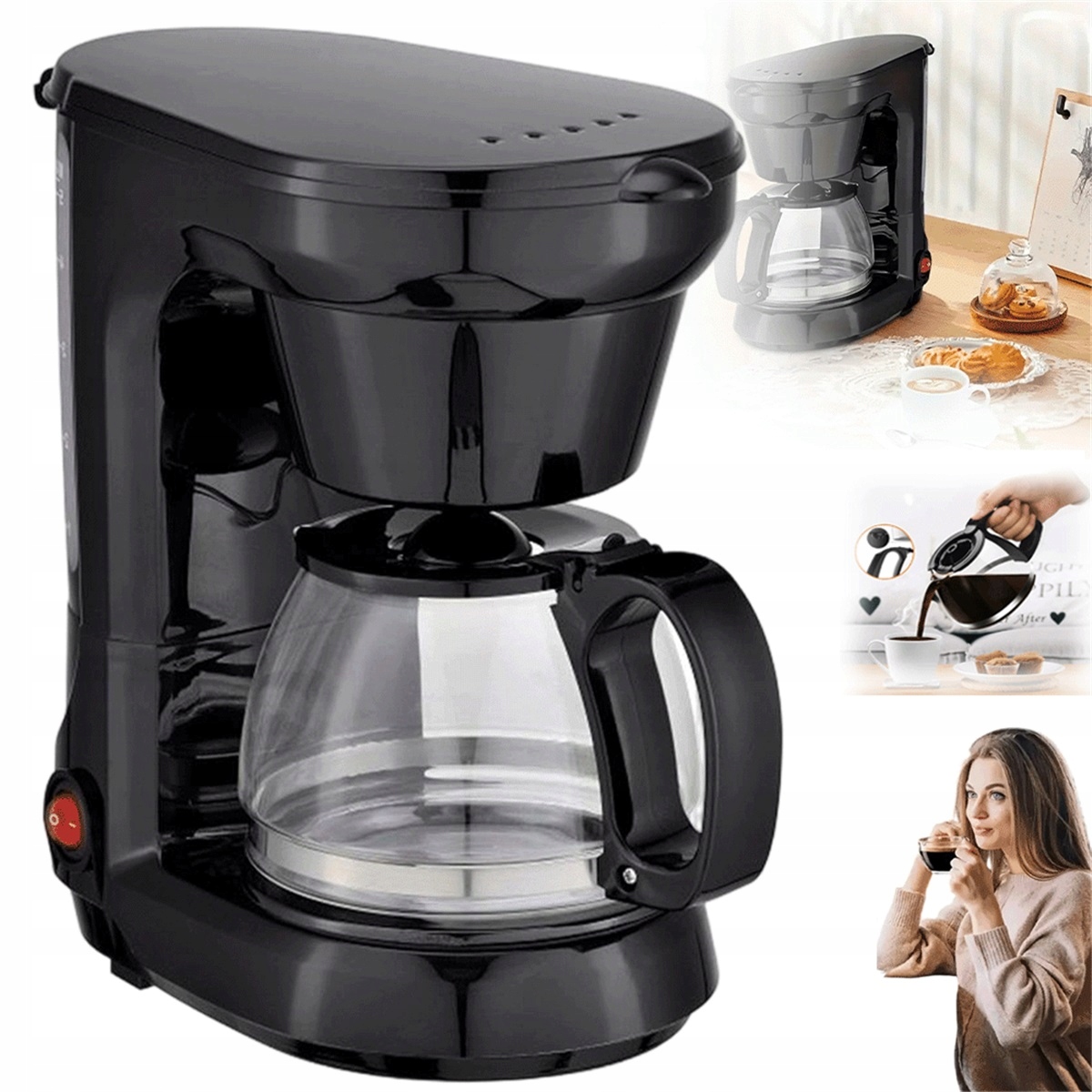 Kávovar 750 ML Černý S Odnímatelným Nálevkou Ve Tvaru V