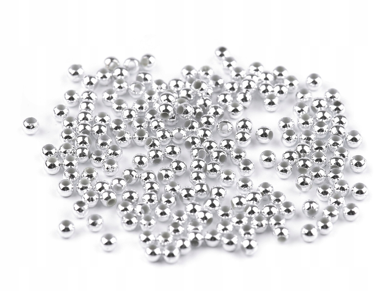 Plastové voskové korálky perly Glance Ø3 mm stříbrná (500 g)