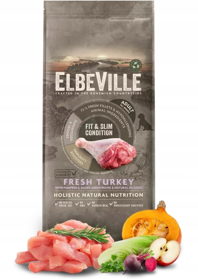 Elbeville 4kg karma sucha dla psa Fit&slim Fresh Turkey
