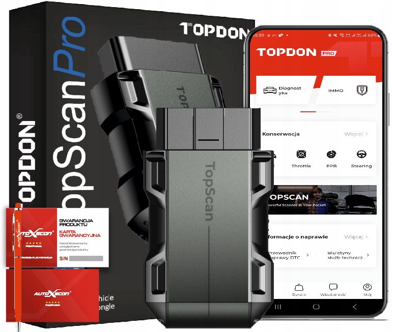 Diagnostické Rozhranie Android iOS Topdon Topscan Pro Jazyk Poľský