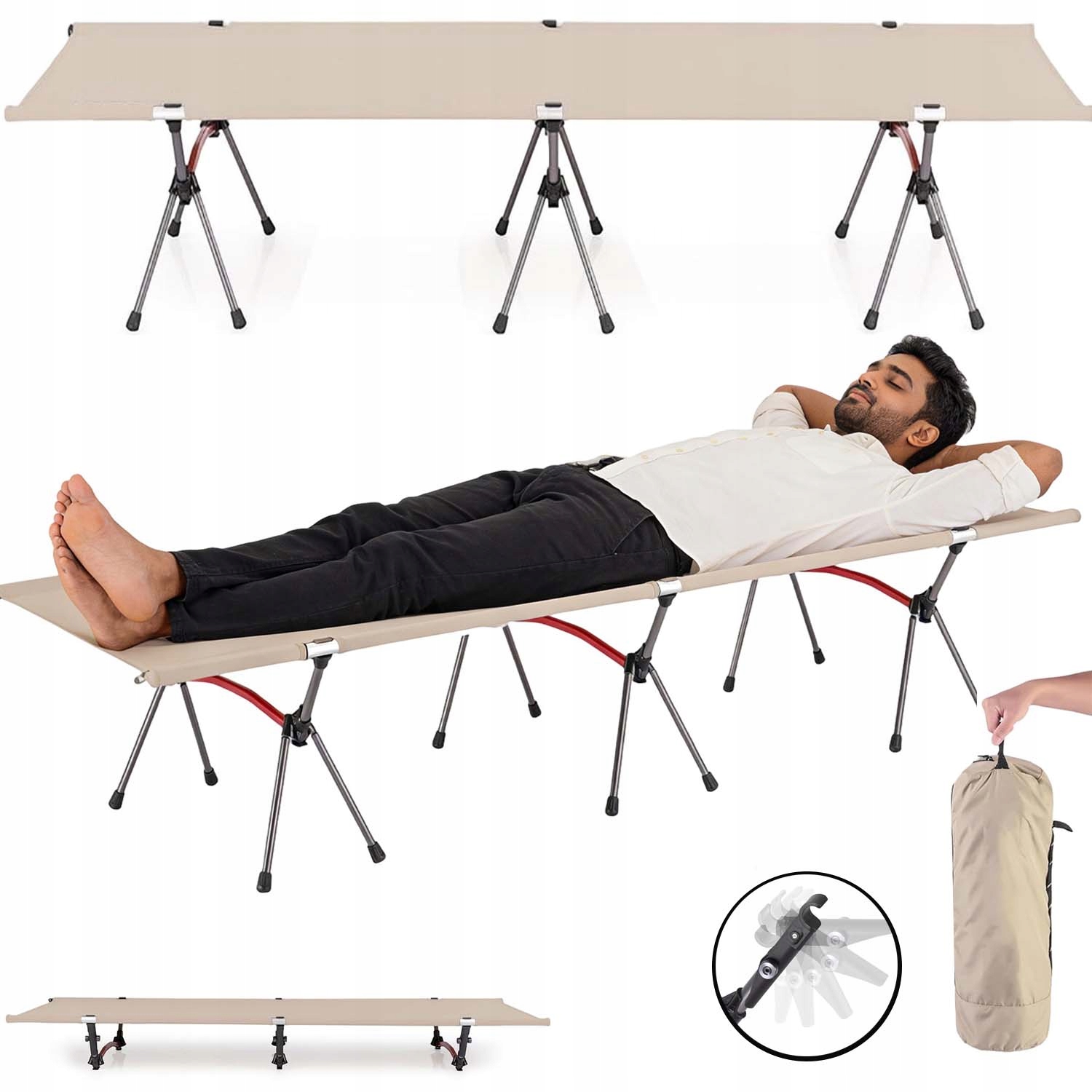 Polní Turistická Rybářská Postel Lehátko Skládací 150 Kg Venkovní 190 CM