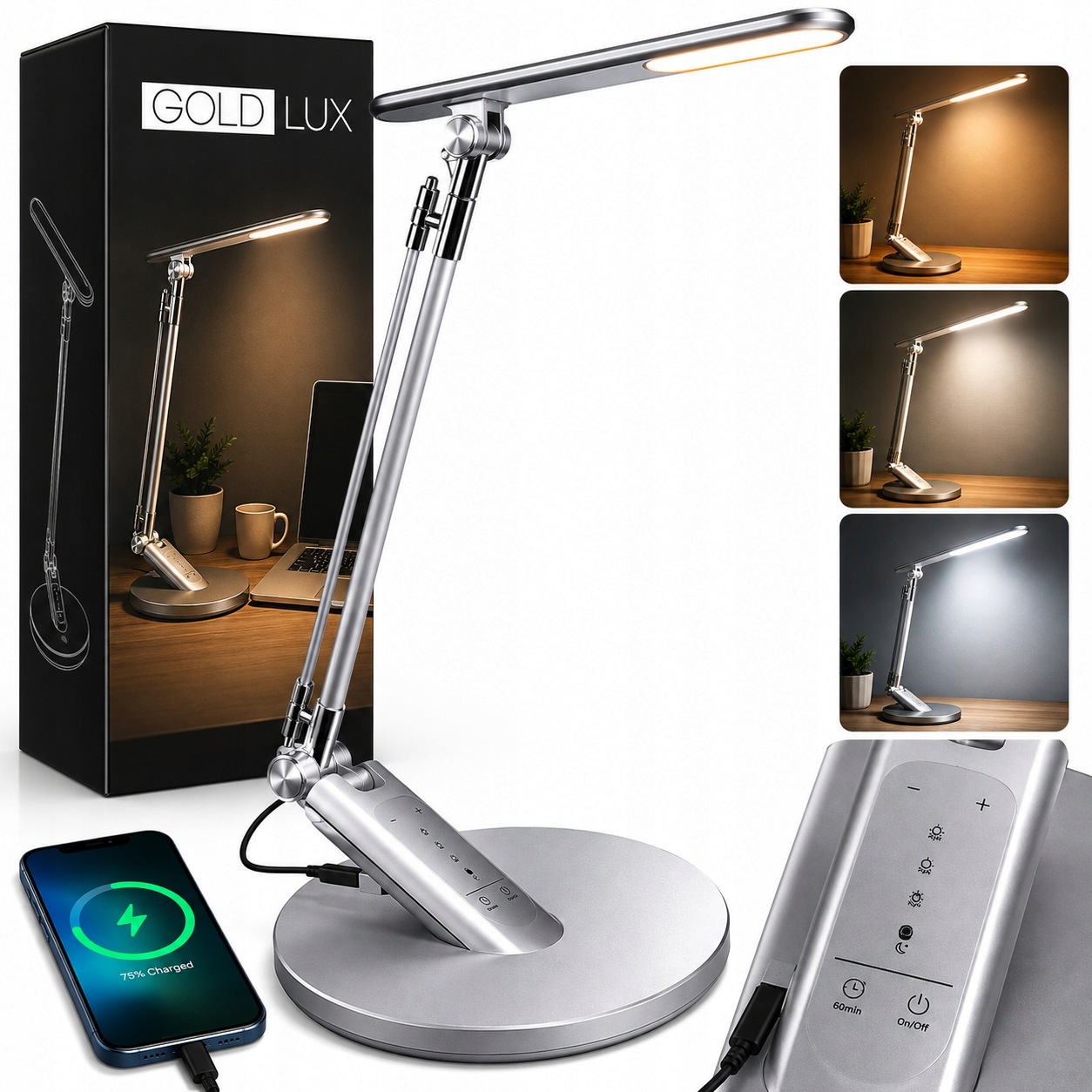 Lampka Na Biurko Biurkowa Led Do Czytania Nauki Biura Nocna Usb 7W Cct
