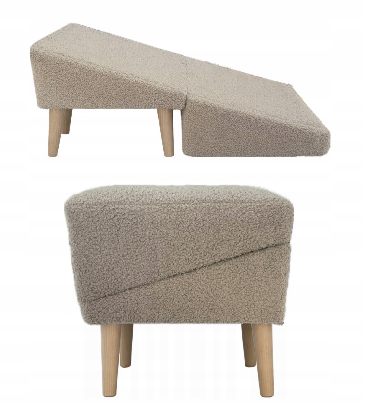 Podest Pufa 2w1 rampa dla psa i kota Baranek Boucle Capucino Produkt Polski