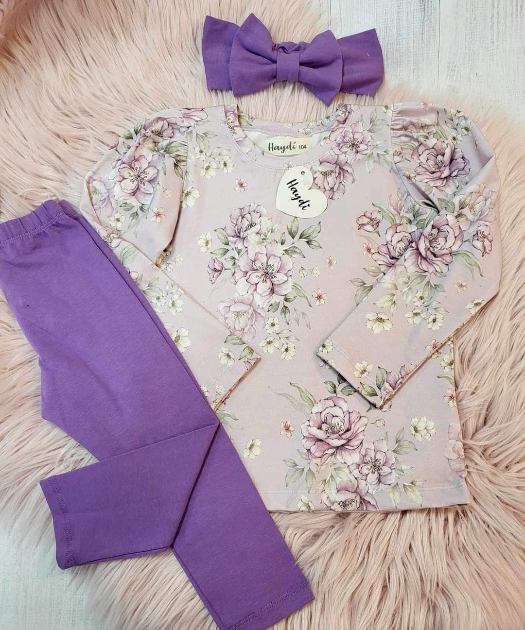 PIĘKNY KOMPLET HAYDI FIOLET KWIATY JAKOŚĆ PREMIUM 110 PL