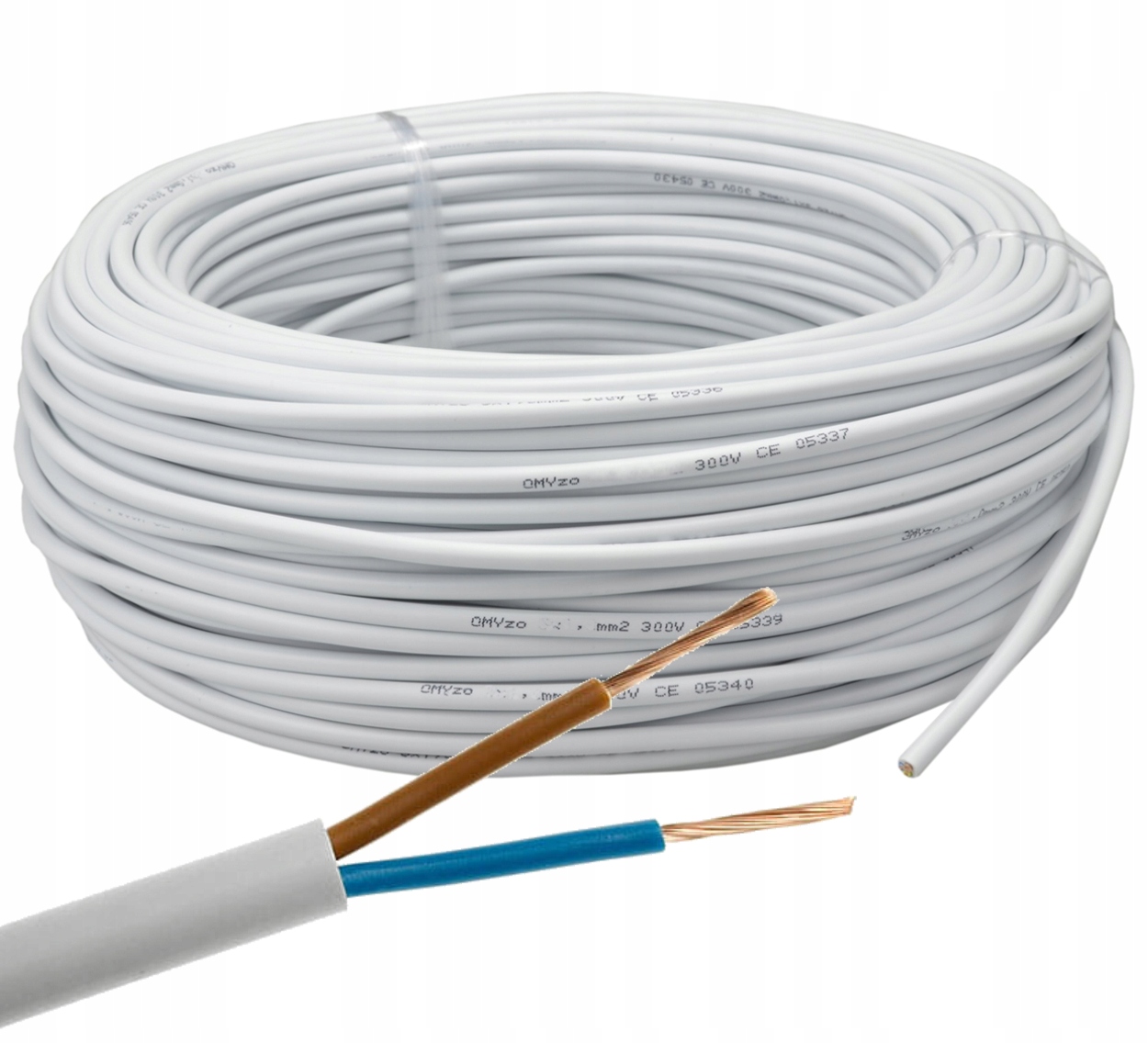 

Przewód Prądowy Kabel Omy 2x0,5mm Linka Biały 10m