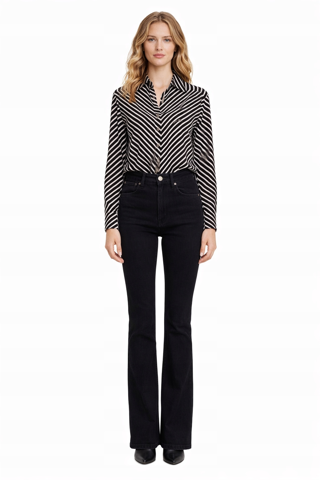 Černé Džíny S Vysokým Pasem Bavlna Xs 1I4A