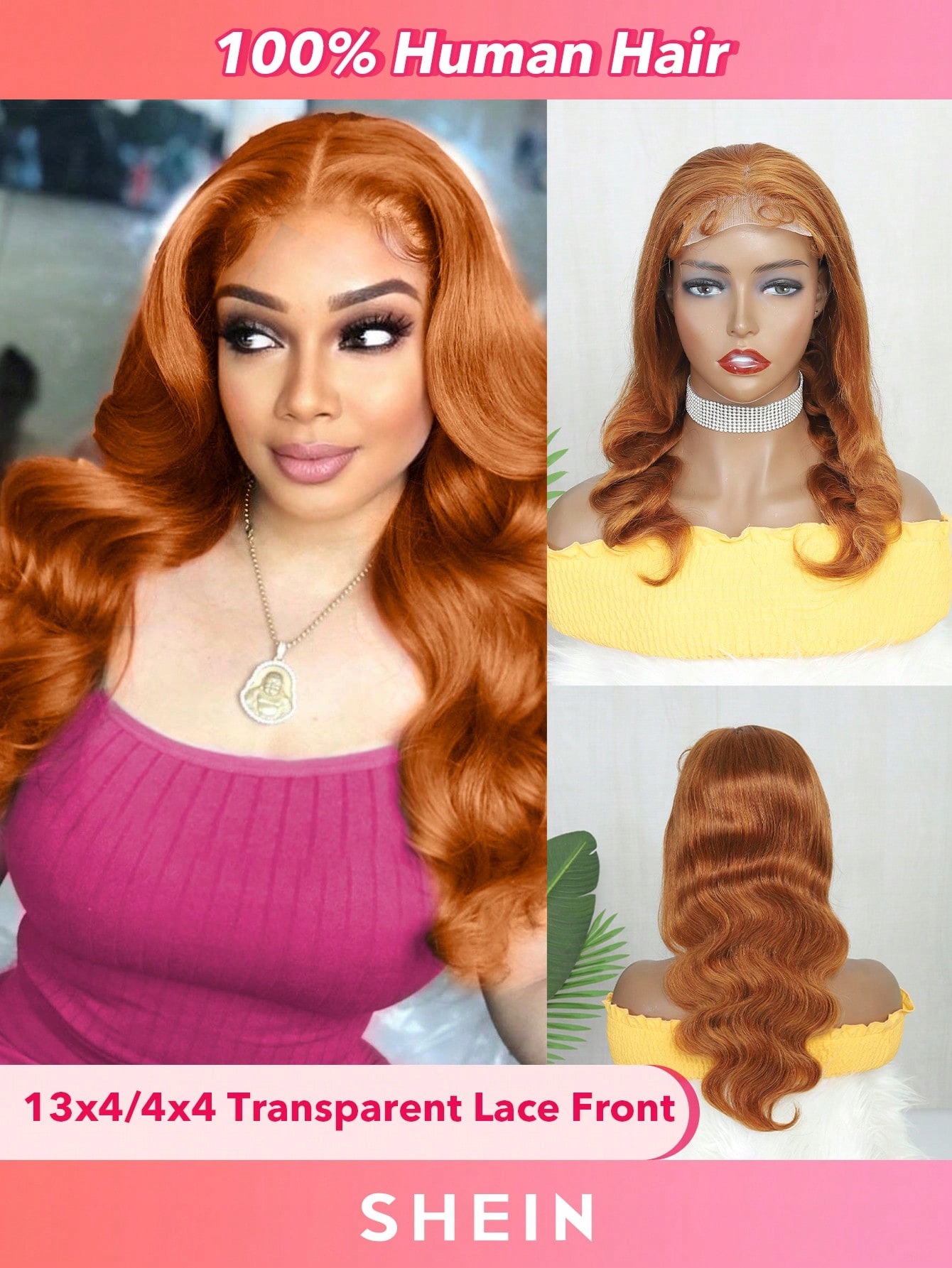 Shein Měděná Paruka S Vlnitými Vlasy