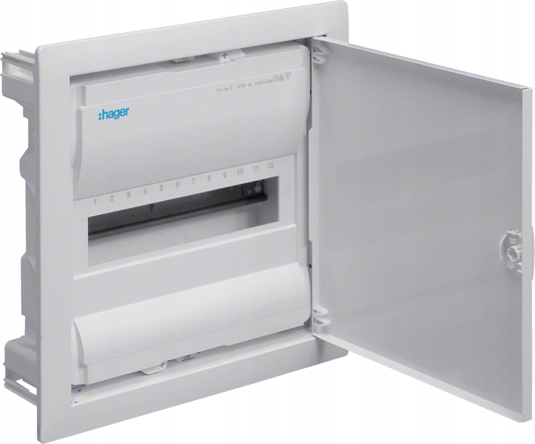 Podomítkový rozvaděč s kovovými dveřmi, 1 řada, 12 modulů, IP30, Ha