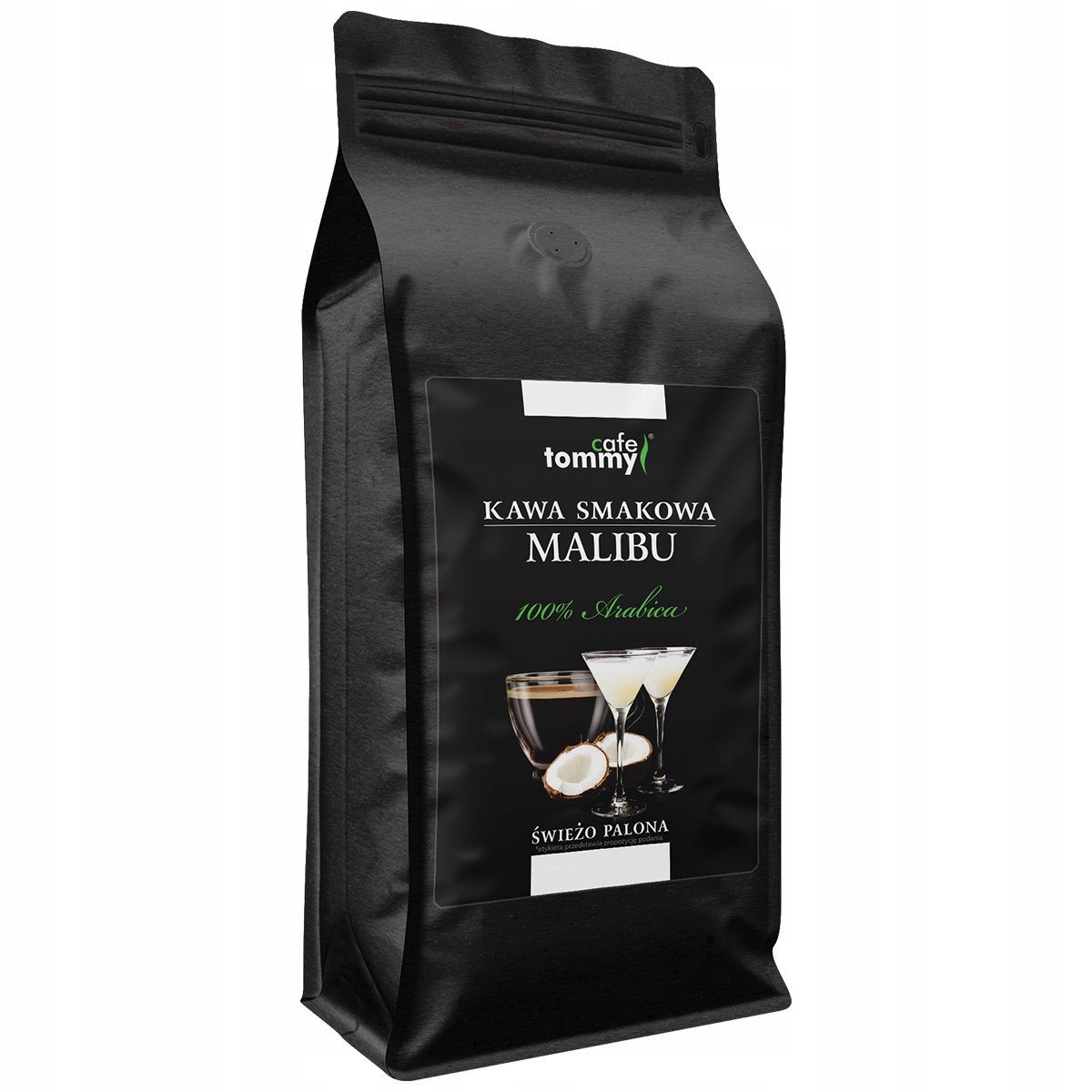 Levně Káva s příchutí zrnkové kávy Malibu Čerstvě pražená 1 kg 100% Arabica Tommy Cafe