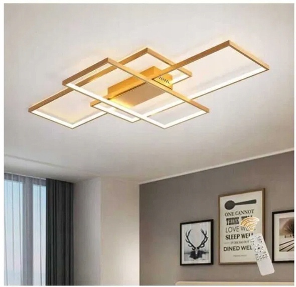 Moderní stropní svítidlo stmívatelná, 50 W, zlatý bronz, obdélníková Led, obývací pokoj